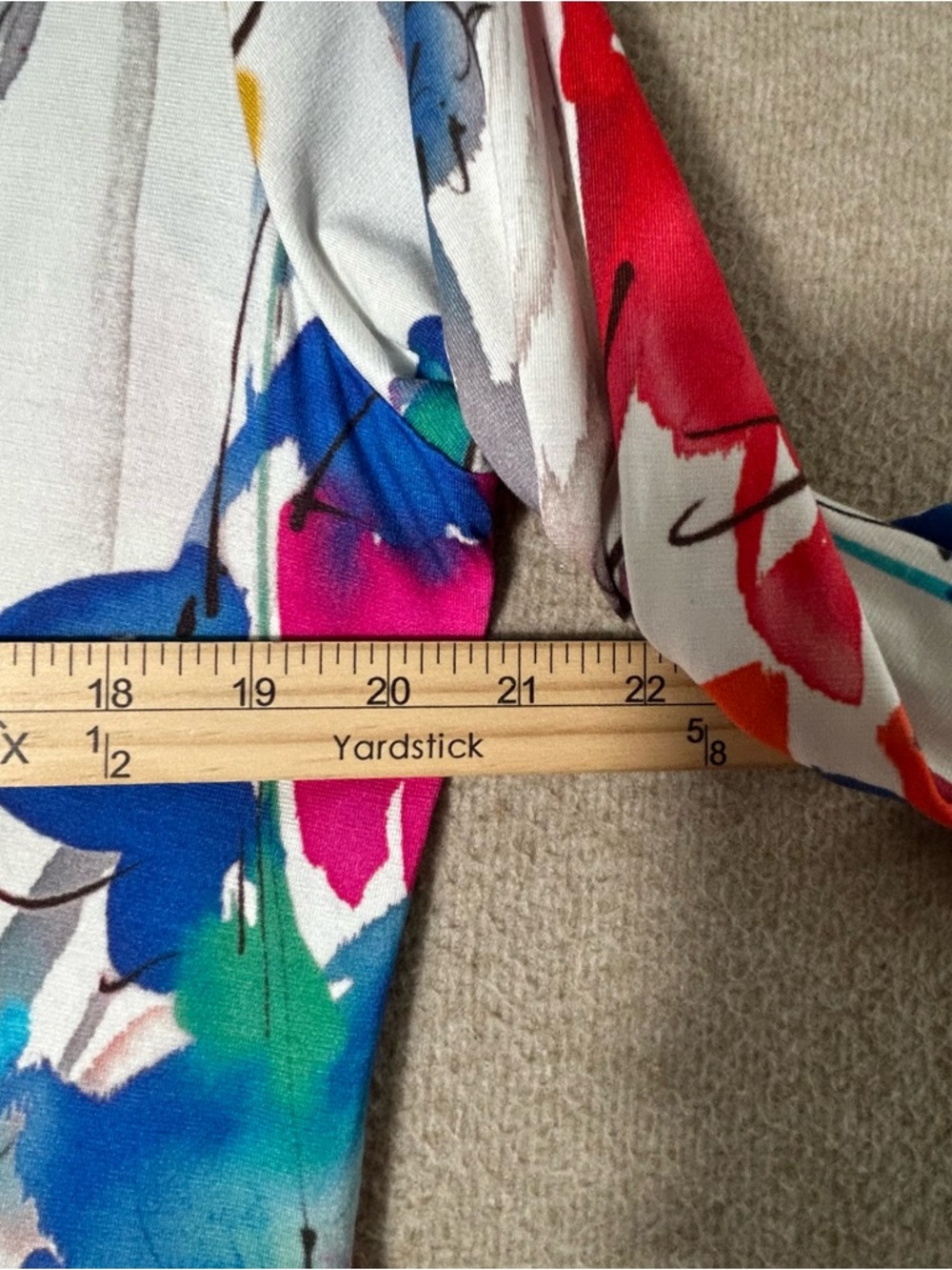SNOSKINS Shirt Womens XL 3/4 Ruched Sleeves Colorful Watercolor Floral Tunic - Picture 4 of 12